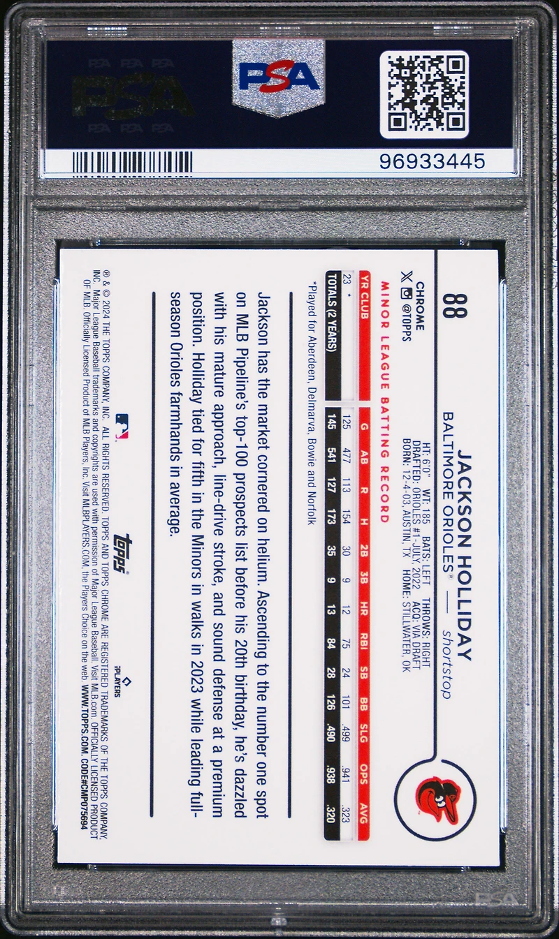 2024 Topps Chrome 88 Jackson Holliday PSA 10