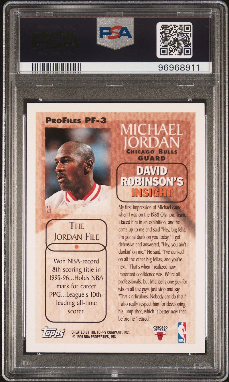 1996 Topps Pro Files Pf-3 Michael Jordan PSA 8