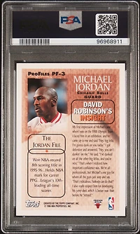 1996 Topps Pro Files Pf-3 Michael Jordan PSA 8