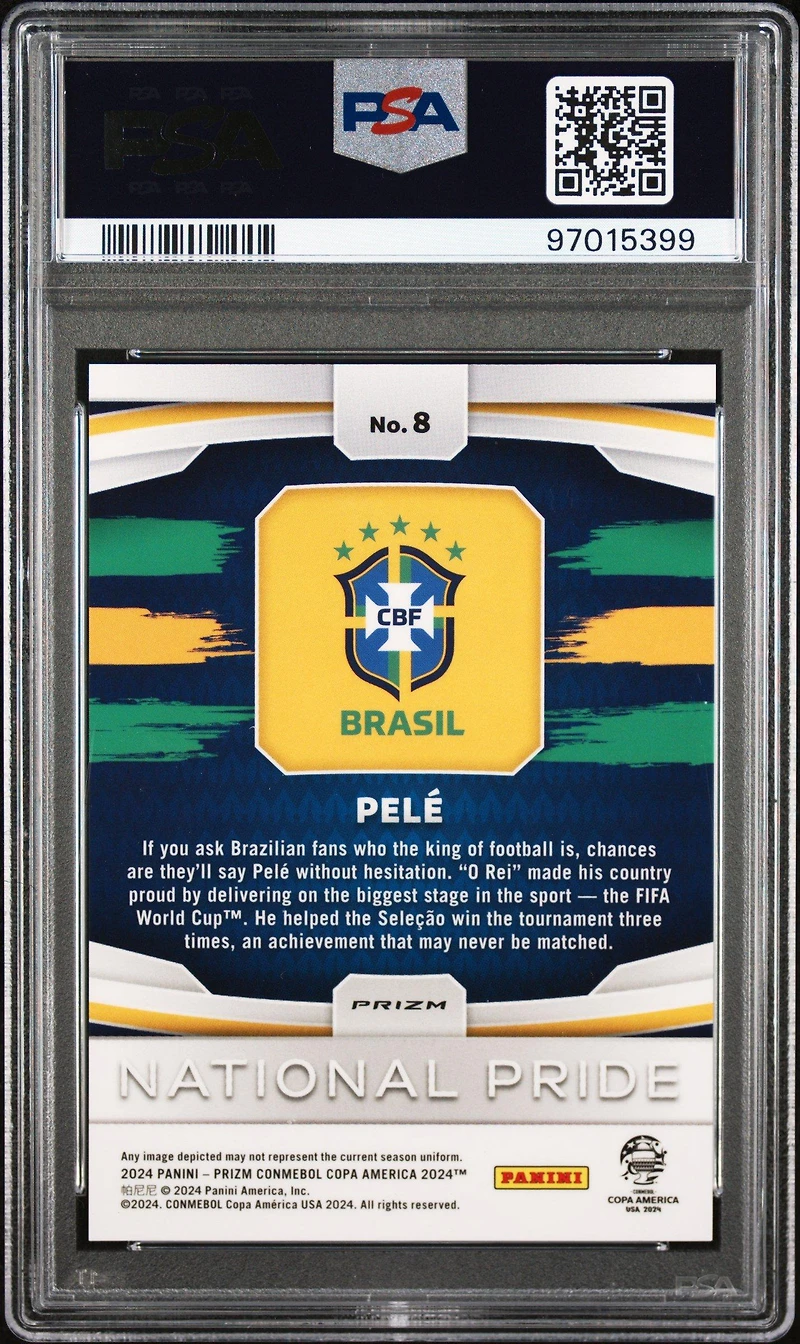 2024 Panini Prizm Conmebol Copa America National Pride 8 Pele PSA 10