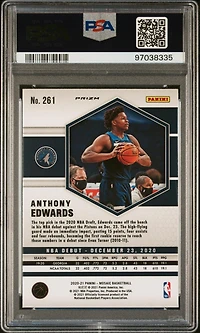 2020 Panini Mosaic 261 Anthony Edwards Red Wave PSA 9