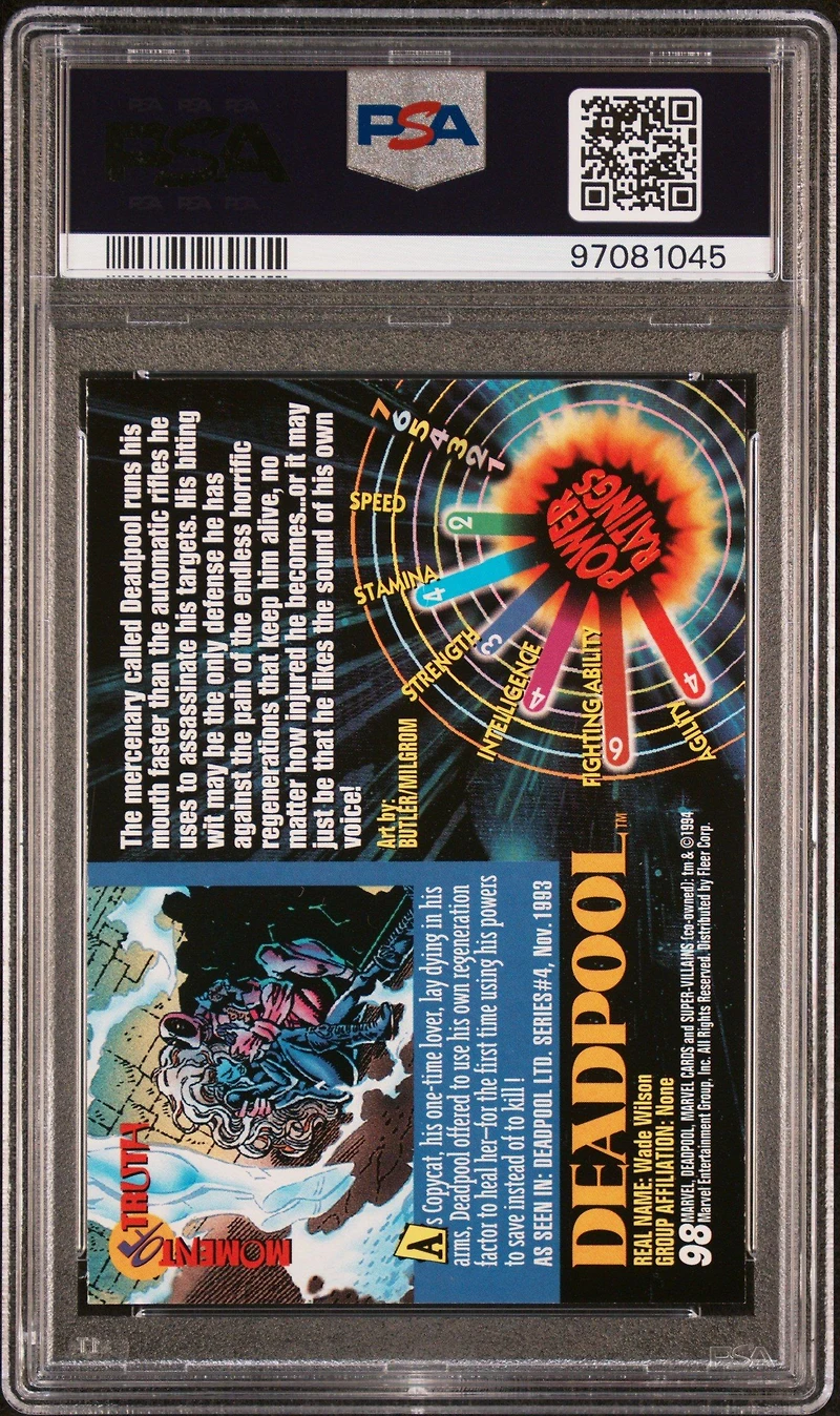 1994 Marvel Universe 98 Deadpool PSA 9