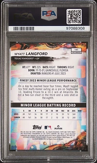 2024 Topps Finest 141 Wyatt Langford Purple Refractor PSA 10