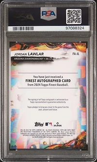 2024 Topps Finest Finest Autographs Fajl Jordan Lawlar Sky Blue Refractor PSA 10