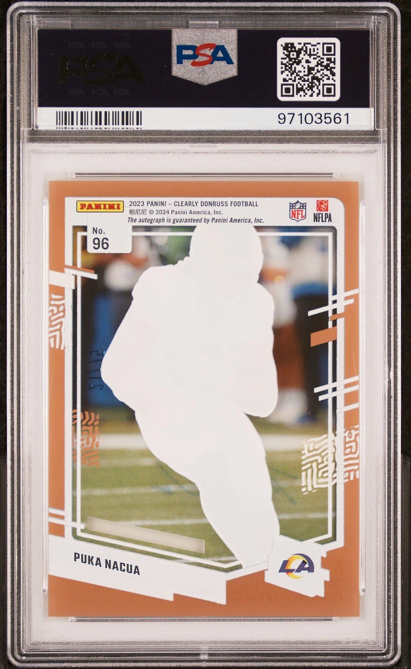 2023 Panini Clearly Donruss 96 Puka Nacua Autograph-orange PSA 10