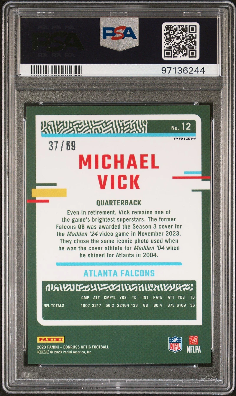 2023 Panini Donruss Optic 12 Michael Vick Electricity PSA 10