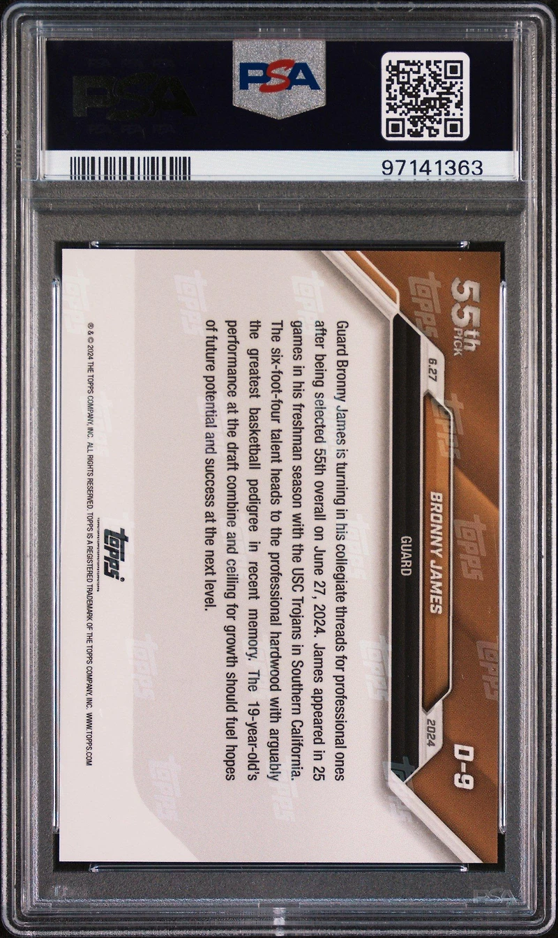 2024 Topps Now Draft D9 Bronny James PSA 10