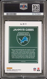 2023 Panini Donruss Optic Downtown! D11 Jahmyr Gibbs PSA 10