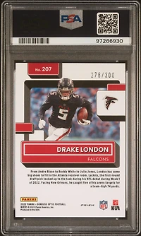 2022 Panini Donruss Optic 207 Drake London Wave PSA 10