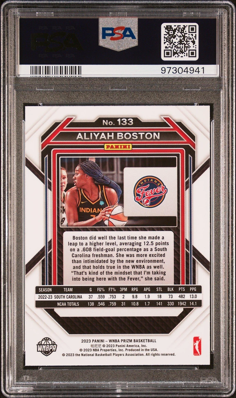 2023 Panini Prizm Wnba 133 Aliyah Boston PSA 10