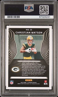 2022 Panini Illusions 35 Christian Watson Trophy Collection Emerald PSA 10
