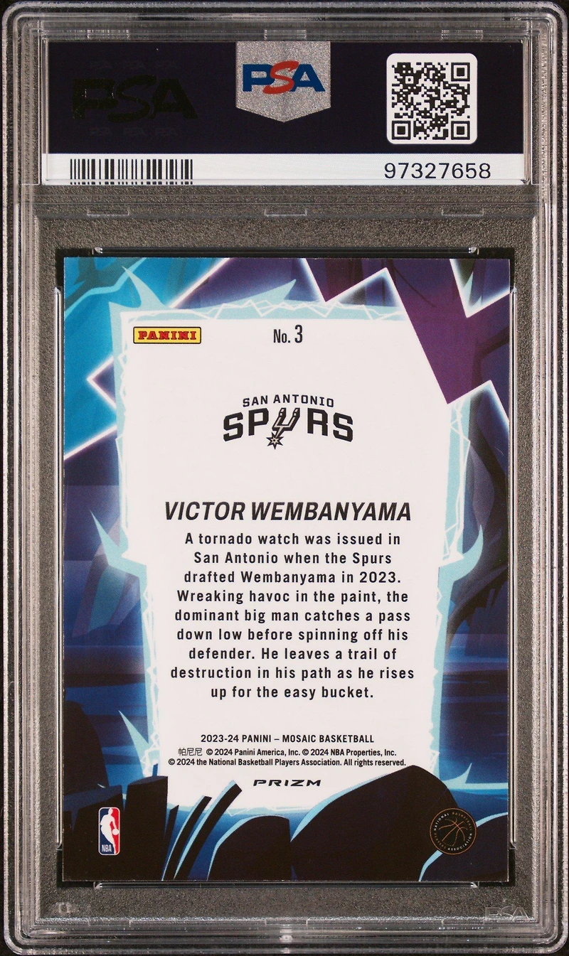 2023 Panini Mosaic Storm Chasers 3 Victor Wembanyama PSA 10