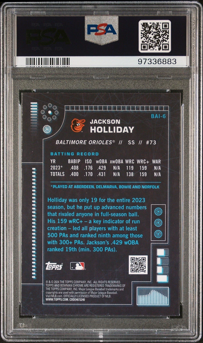 2024 Bowman Bowman Ai Bai6 Jackson Holliday PSA 10