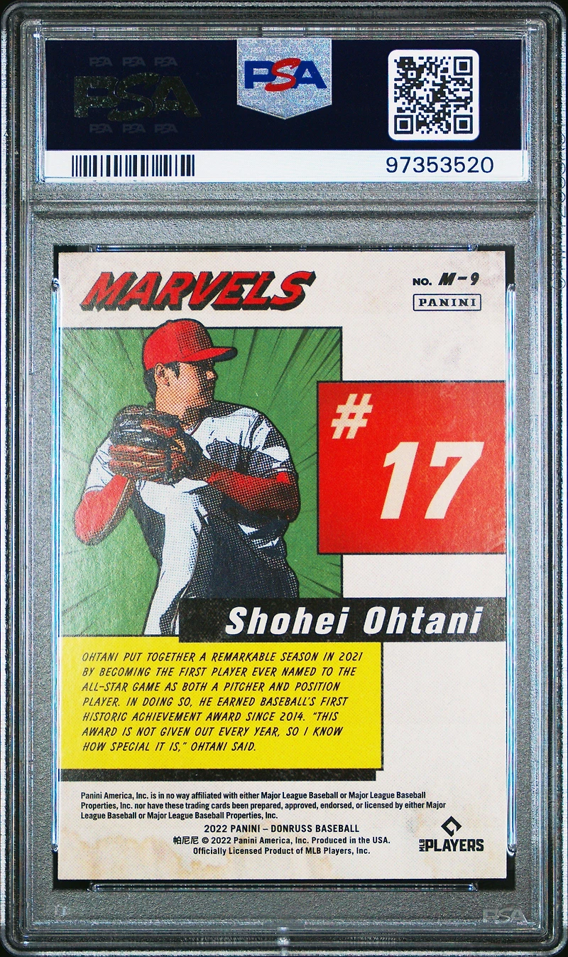 2022 Panini Donruss Marvels M9 Shohei Ohtani Vector PSA 10