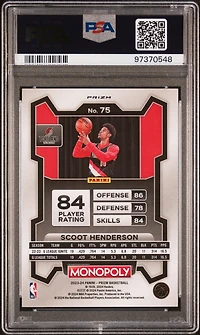 2023 Panini Prizm Monopoly 75 Scoot Henderson Free Parking PSA 10