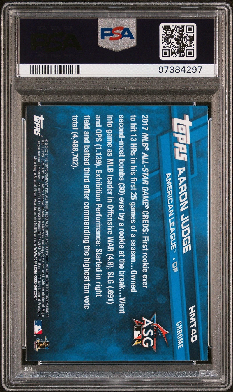 2017 Topps Chrome Update Hmt40 Aaron Judge PSA 9