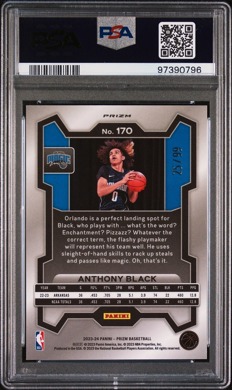2023 Panini Prizm 170 Anthony Black Blue Seismic PSA 10