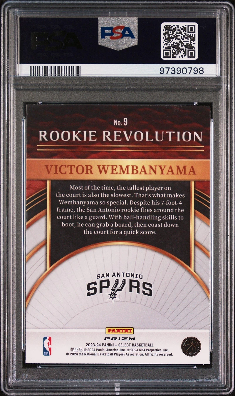 2023 Panini Select Rookie Revolution 9 Victor Wembanyama Tectonic Prizm PSA 10