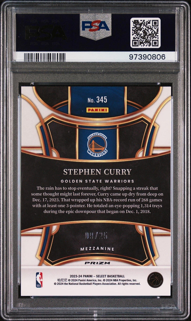 2023 Panini Select 345 Stephen Curry Tie-dye Prizm PSA 9