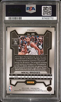 2023 Panini Prizm 46 Mikal Bridges White Prizm PSA 10