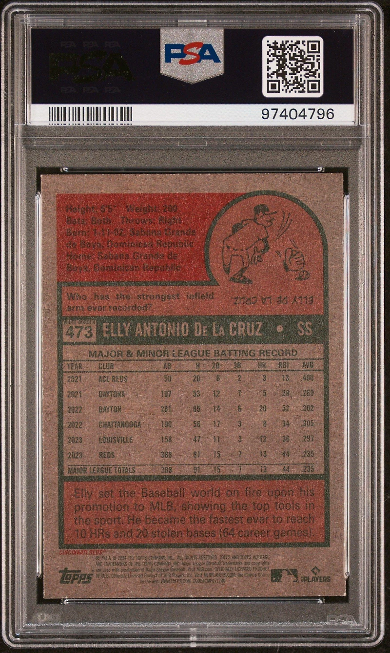 2024 Topps Heritage 473 Elly De La Cruz White Border PSA 9