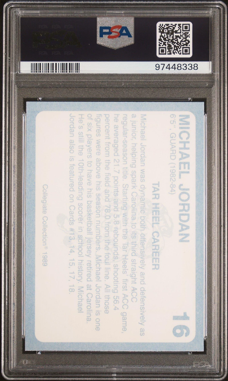 1989 Collegiate Collection North Carolina 16 Michael Jordan PSA 10