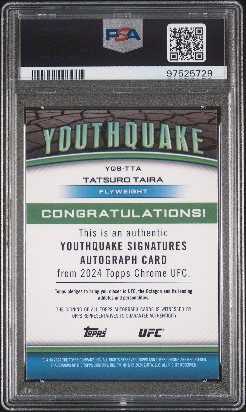 2024 Topps Chrome Ufc Youthquake Signatures Yqstta Tatsuro Taira PSA 9