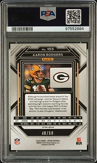 2022 Panini Prizm 103 Aaron Rodgers Orange Wave PSA 10