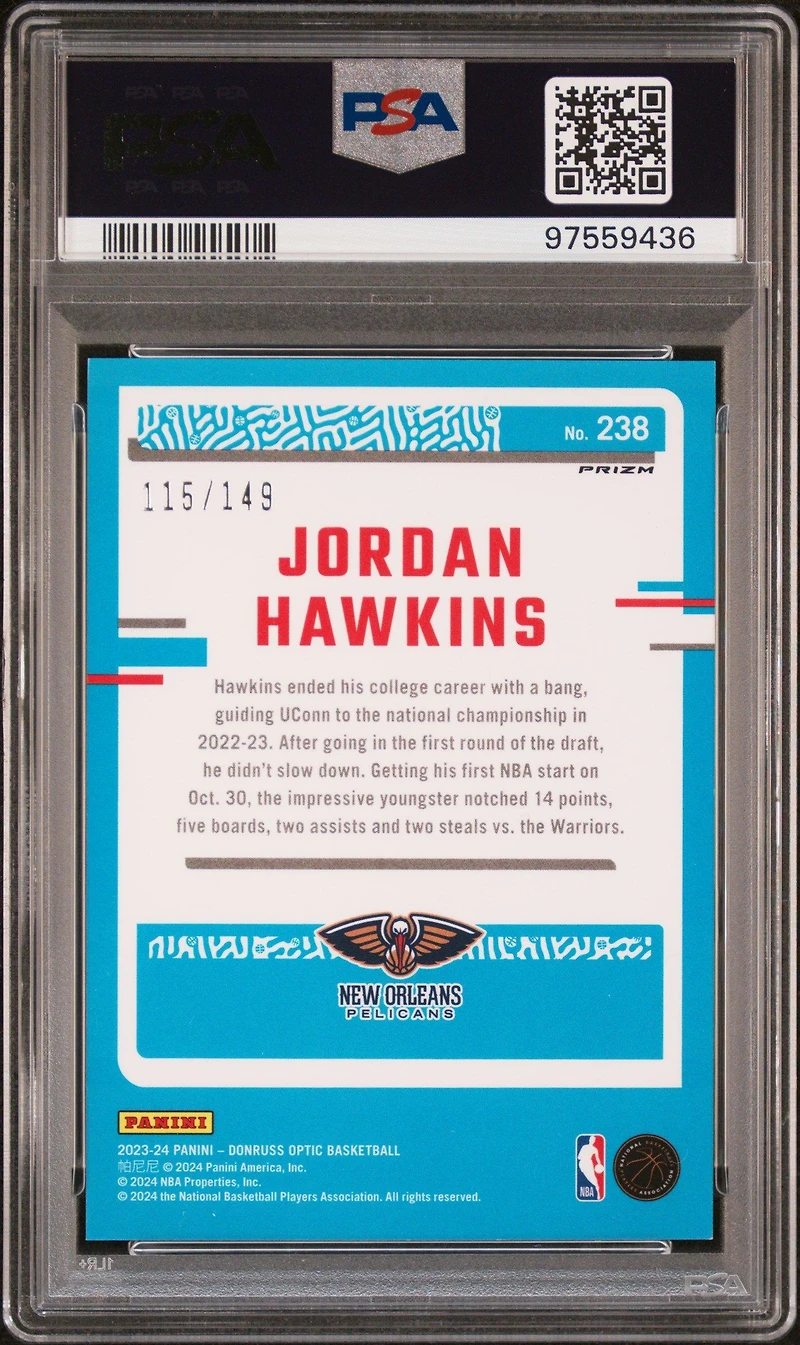2023 Panini Donruss Optic 238 Jordan Hawkins Lime Green PSA 10