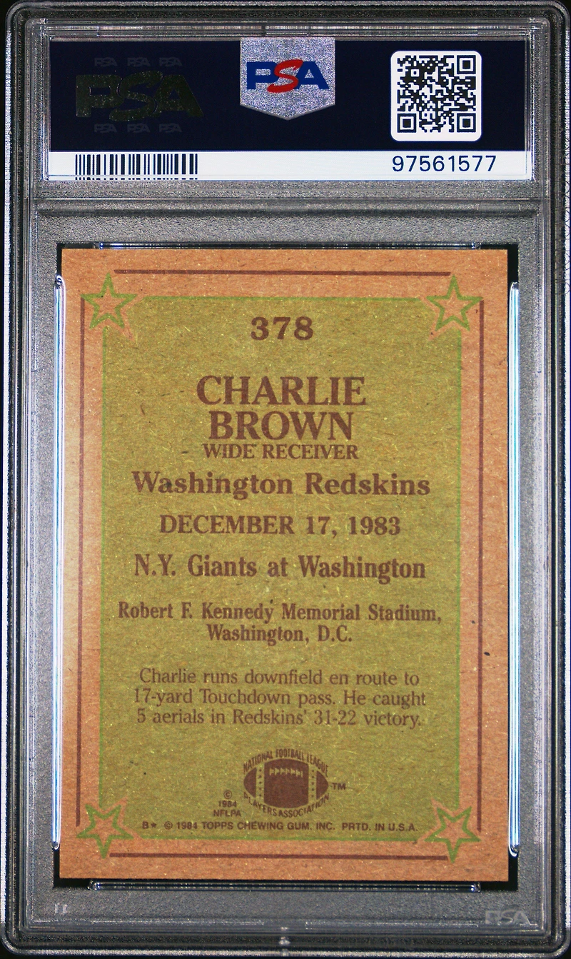 1984 Topps 378 Charlie Brown PSA 10