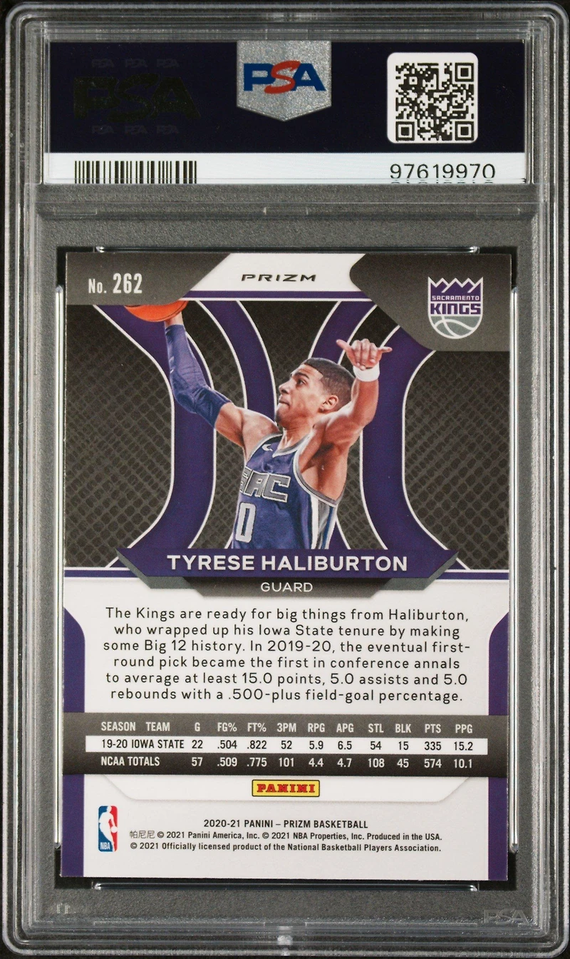 2020 Panini Prizm 262 Tyrese Haliburton Red/white/blue Prizm PSA 10