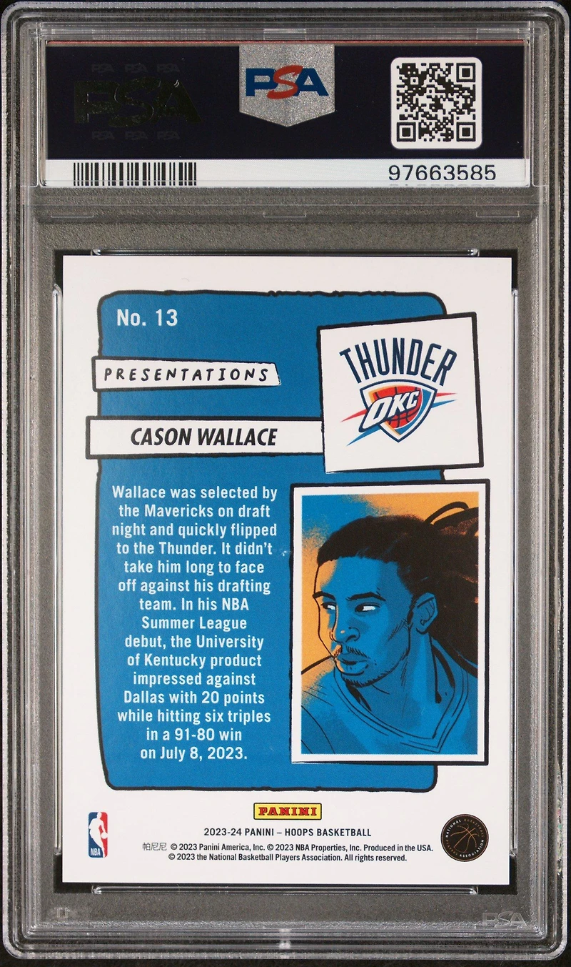 2023 Panini Nba Hoops Presentations 13 Cason Wallace PSA 9