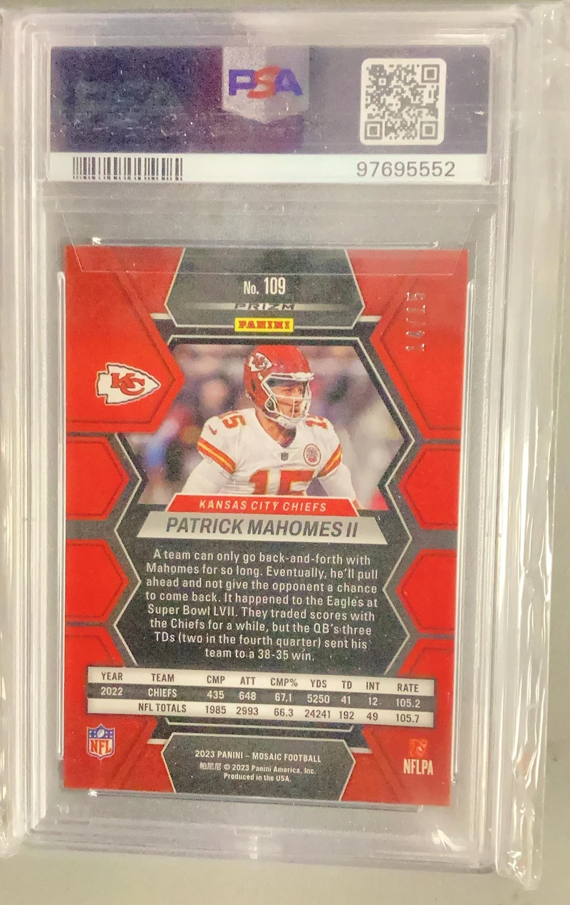 2023 Panini Mosaic 109 Patrick Mahomes Ii Tessellation PSA 9