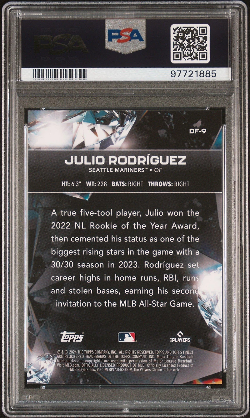 2024 Topps Finest Diamond Finest Df9 Julio Rodriguez PSA 10