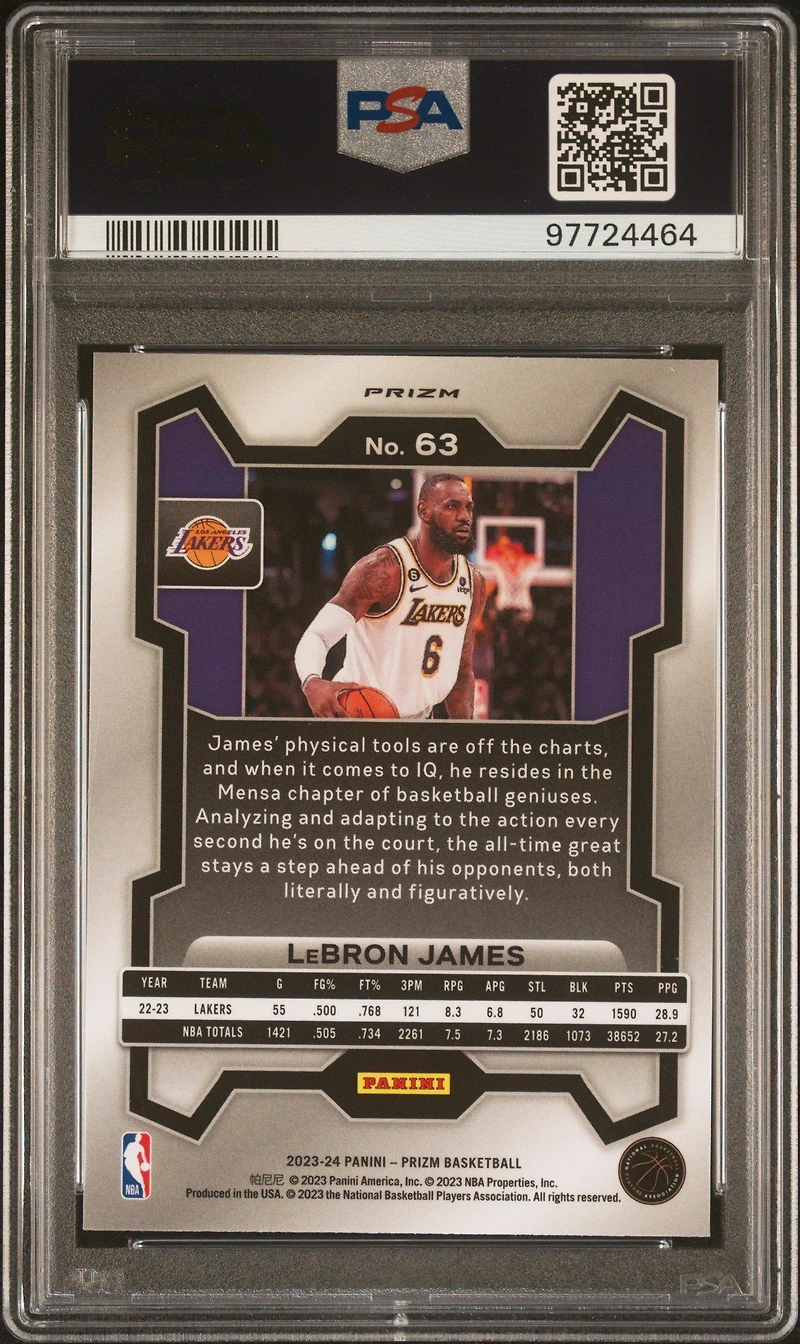 2023 Panini Prizm 63 Lebron James Red White Blue PSA 10