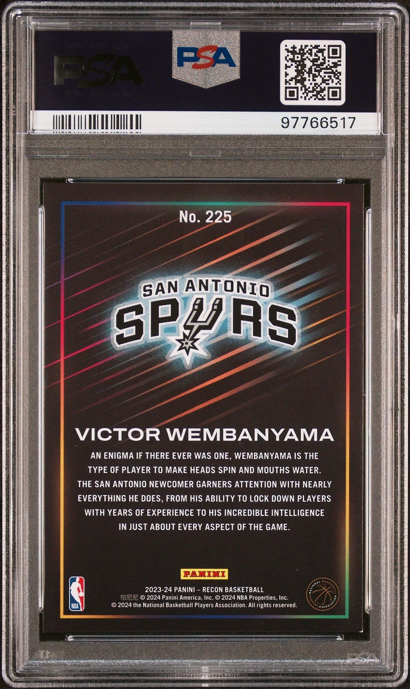 2023 Panini Recon 225 Victor Wembanyama Holo PSA 8