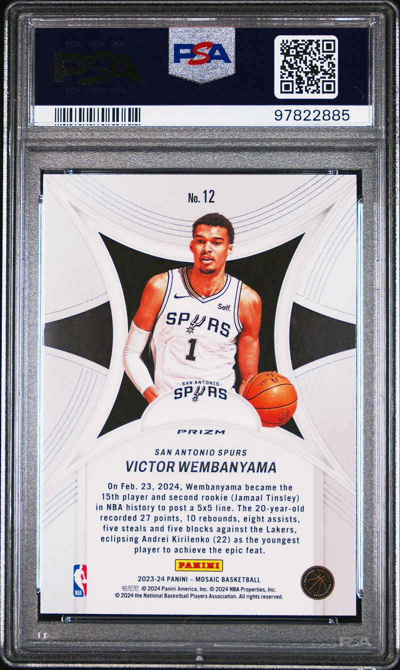 2023 Panini Mosaic Epic Performers 12 Victor Wembanyama Green PSA 10