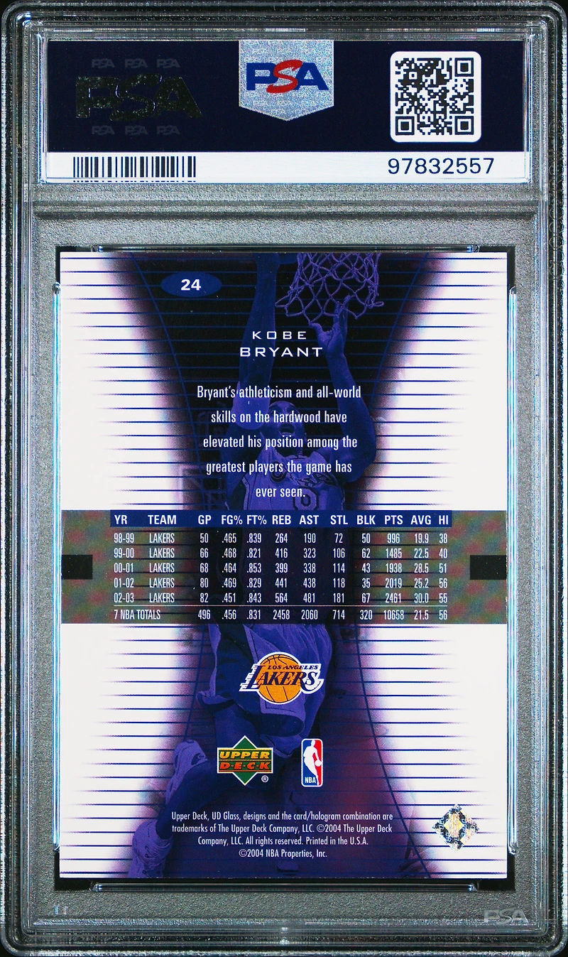2003 Upper Deck Glass 24 Kobe Bryant PSA 10