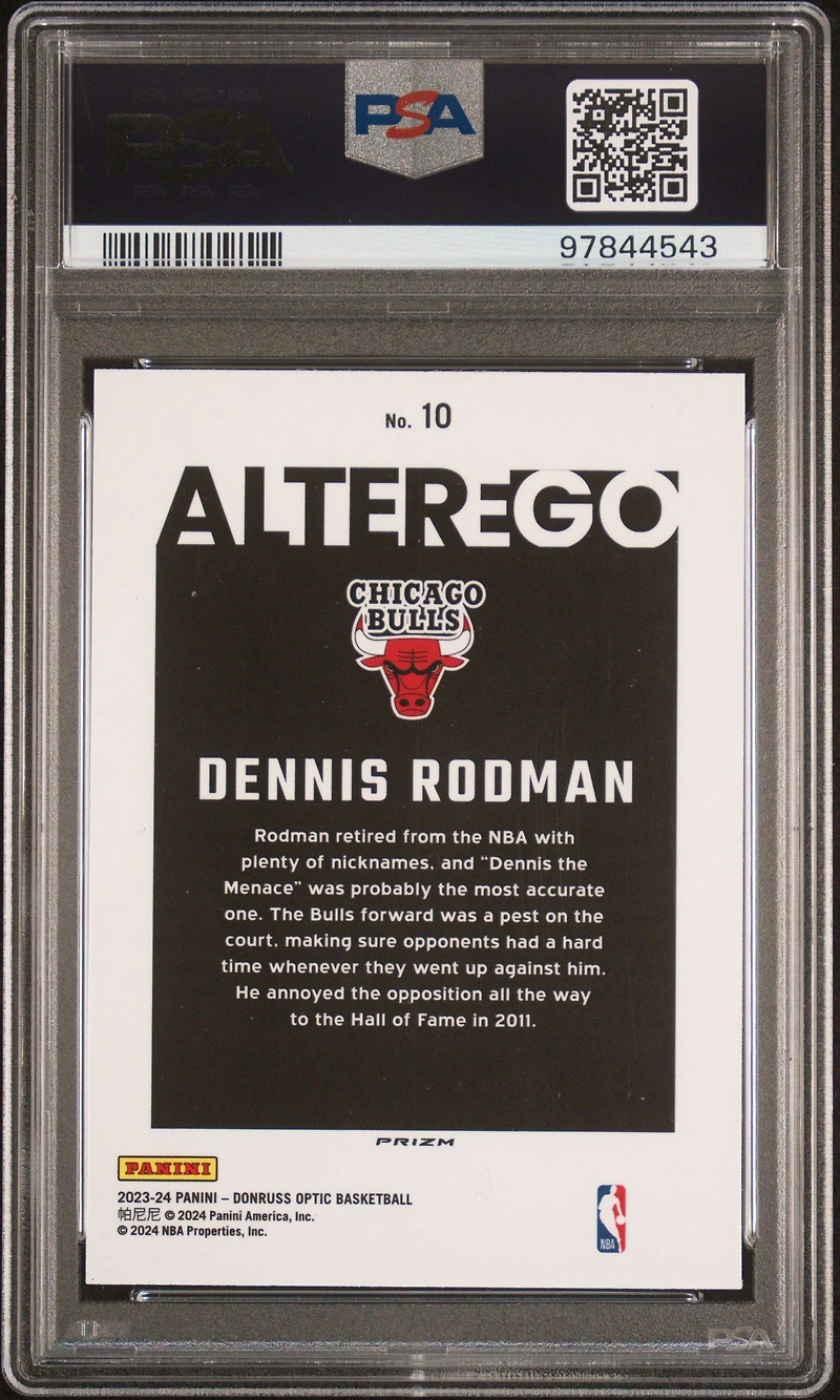 2023 Panini Donruss Optic Alter Ego 10 Dennis Rodman PSA 9