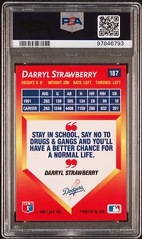1992 Donruss Triple Play 187 Darryl Strawberry PSA 9