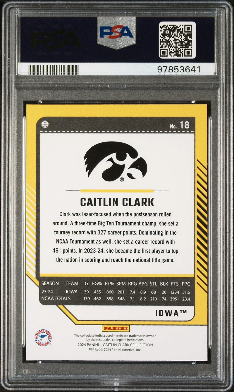 2024 Panini Caitlin Clark Collection Donruss 18 Caitlin Clark PSA 10