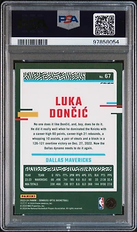 2023 Panini Donruss Optic 67 Luka Doncic Blue Velocity PSA 10