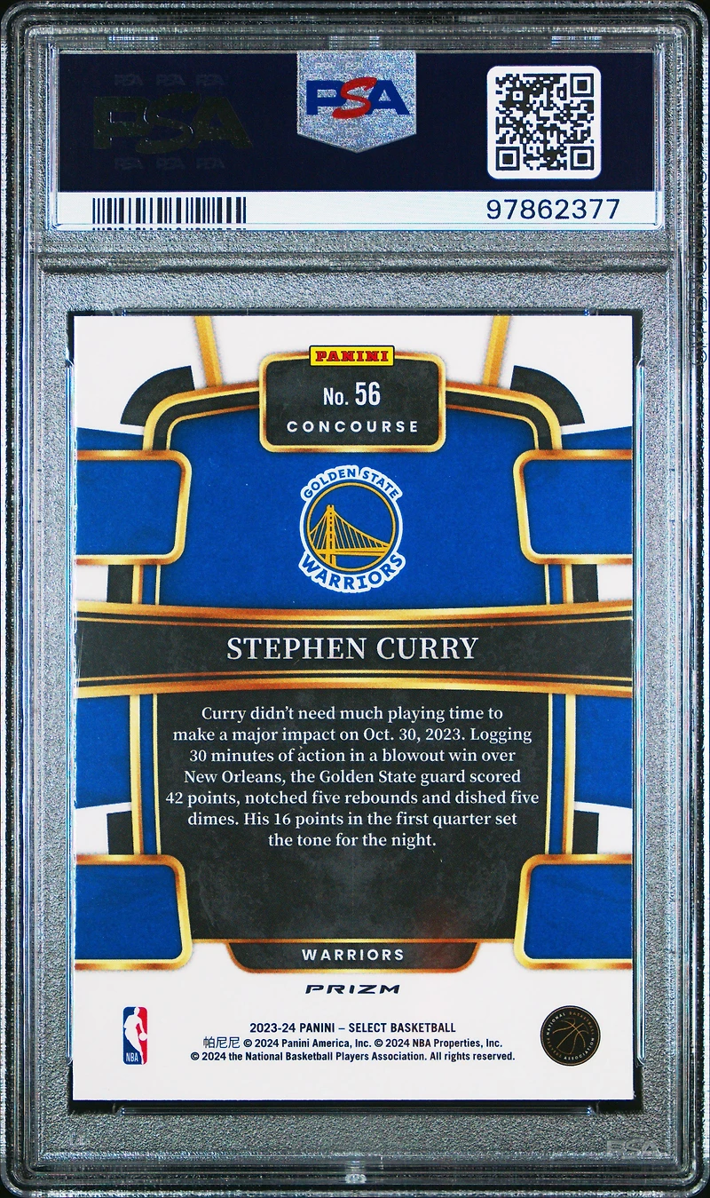 2023 Panini Select 56 Stephen Curry Tectonic PSA 10