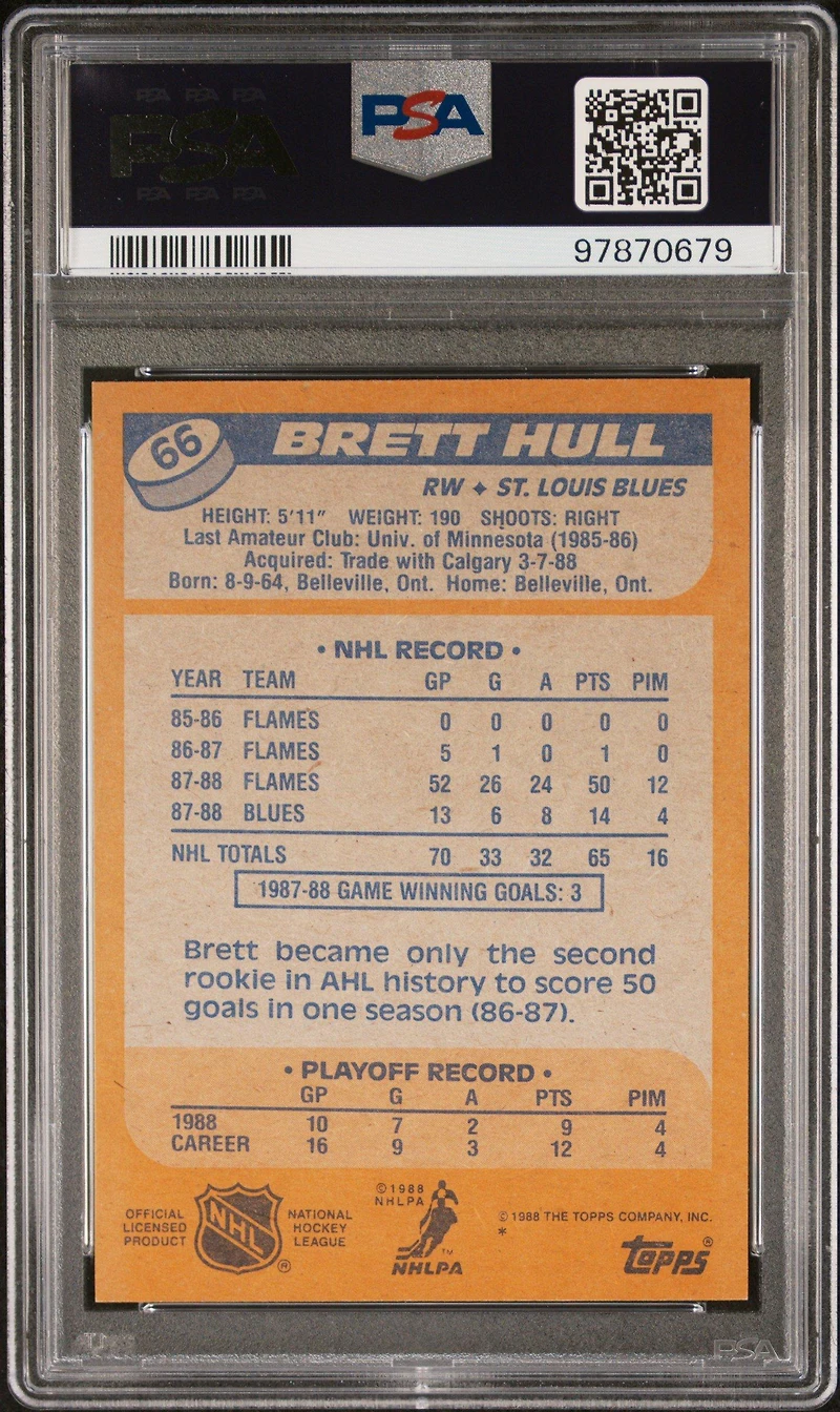 1988 Topps 66 Brett Hull PSA 9