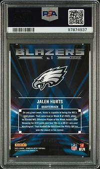 2023 Panini Donruss Optic Blazers 1 Jalen Hurts Black Pandora PSA 9