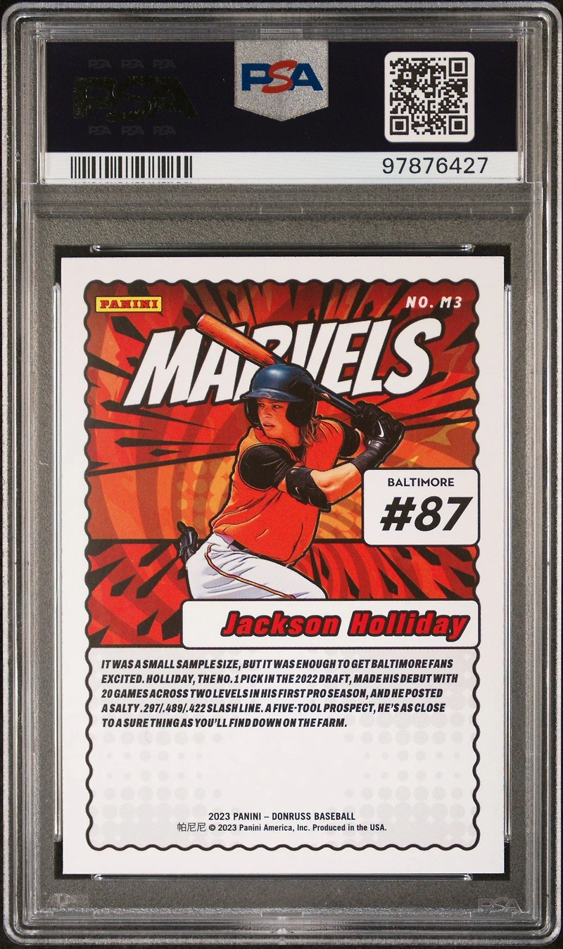 2023 Panini Donruss Marvels M3 Jackson Holliday Rapture PSA 10