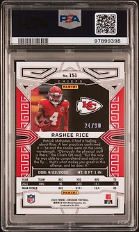 2023 Panini Obsidian 151 Rashee Rice Electric Etch Asia Red Flood PSA 9