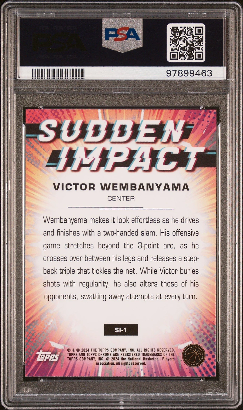 2023 Topps Chrome Sudden Impact Si1 Victor Wembanyama Pink Refractor PSA 10