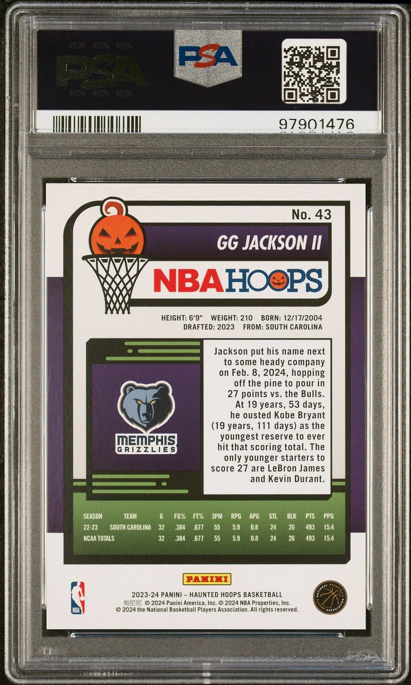 2023 Panini Haunted Hoops 43 Gg Jackson Ii Holo Webs PSA 10