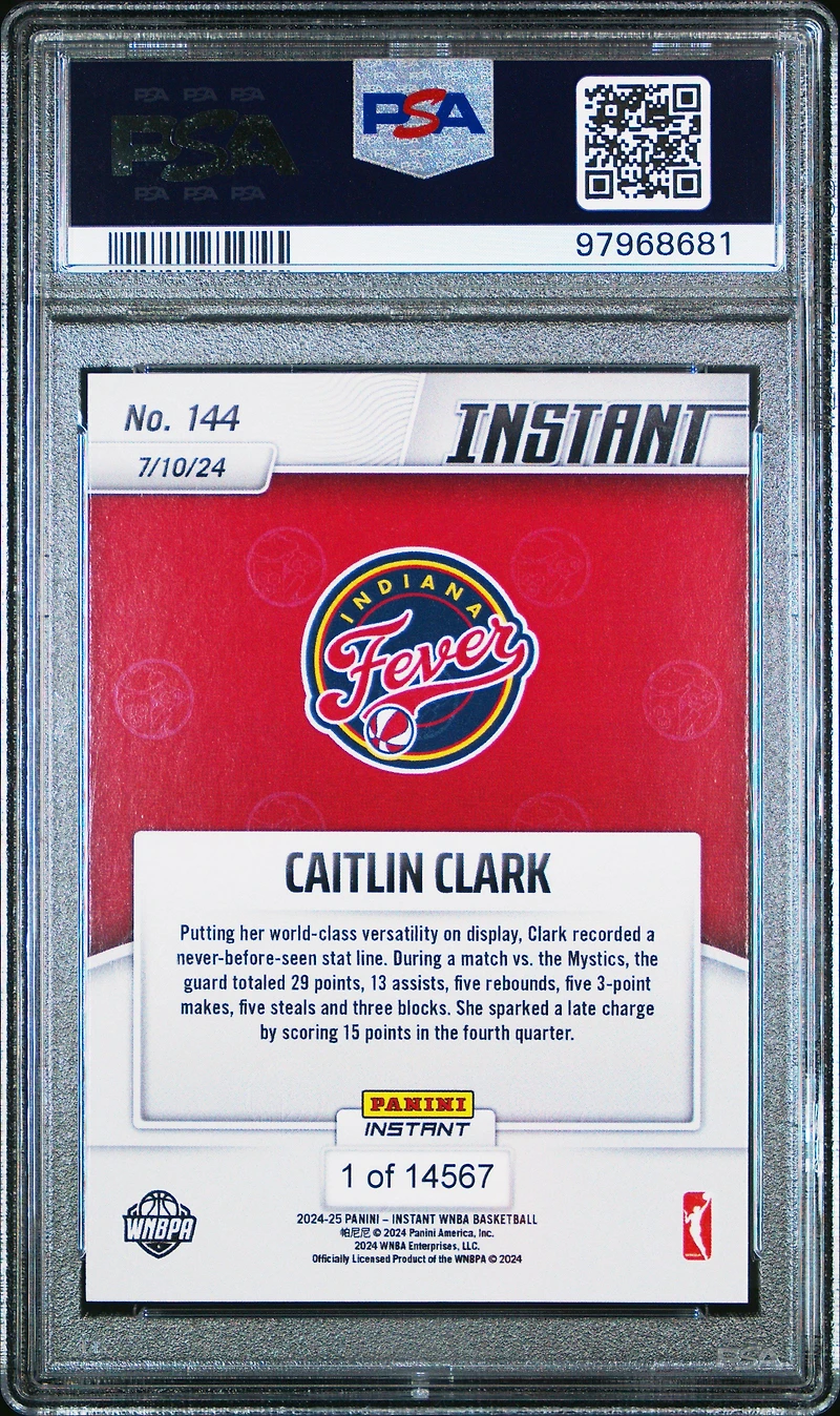 2024 Panini Instant Wnba 144 Caitlin Clark PSA 9